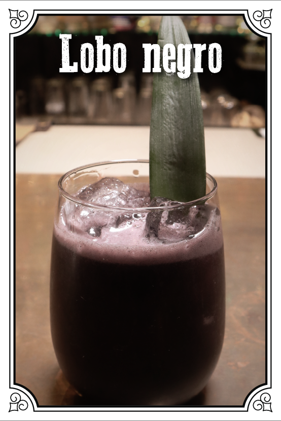 Mezcal Monte Lobos Espadin,  Zarzamora, Jarabe De Agave, Carbón Activado, Jugo De Piña, Limón $140.00 mxn