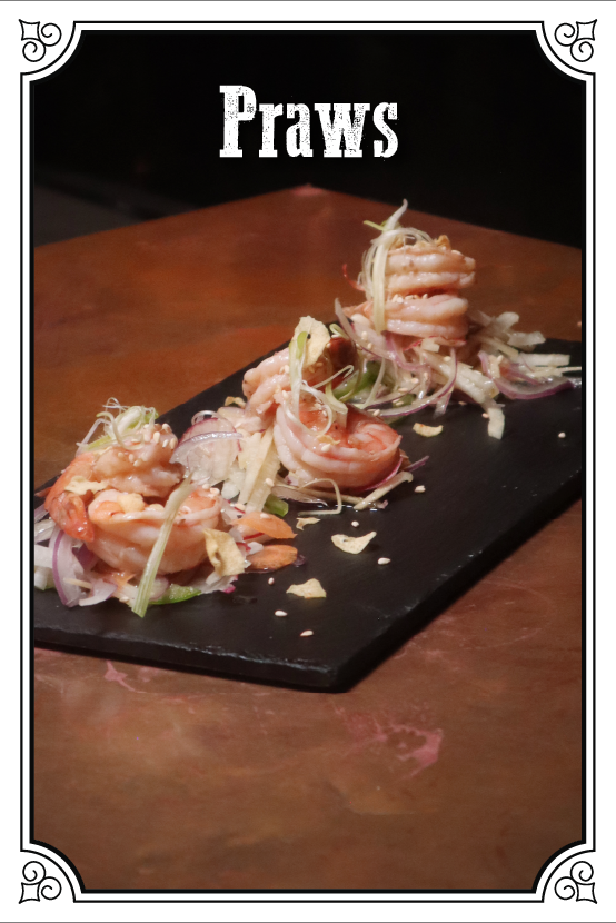 Citrus Poached Prawns With Sliced Vegetable Salad And Jalapeno Vinaigrette  $145.00mxn