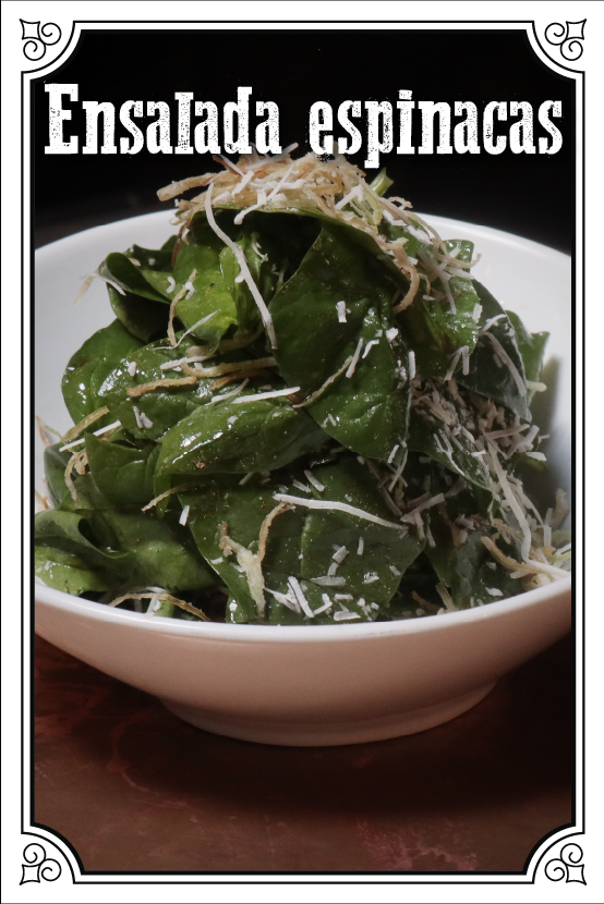 Ensalada Espinacas Con Parmesano, Poro Crujiente Y Vinagreta De Cítricos / Soya / Trufa $120.00mxn